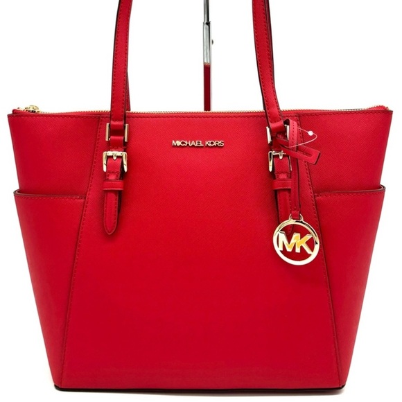 Michael Kors Large Charlotte TZ Tote Bag Bright Red - Picture 1 of 10